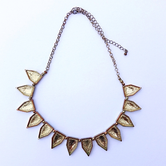 STATEMENT NECKLACE COLLAR mint Baublebar resin goldtone retro extender runway - Picture 4 of 7